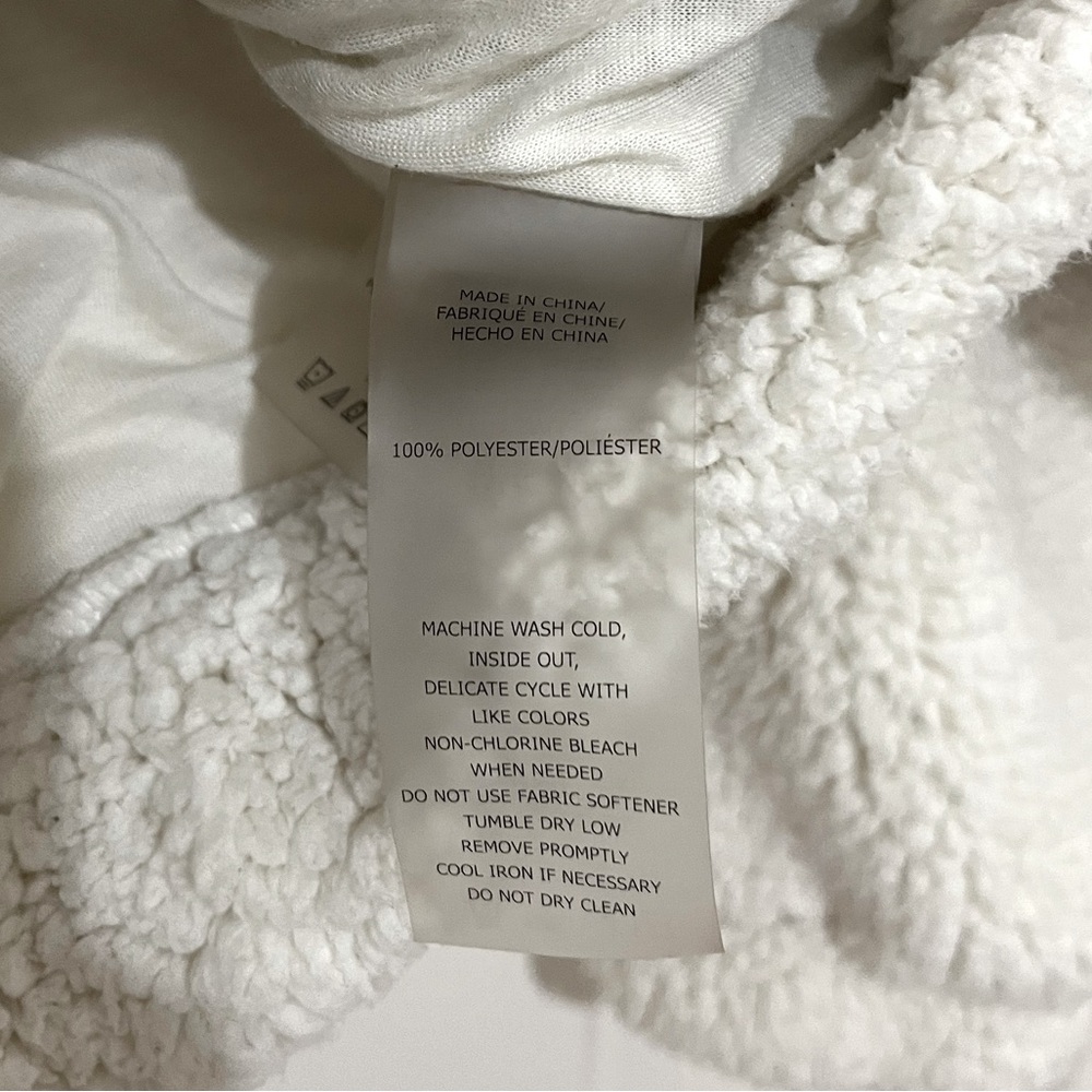 SAGE COLLECTIVE Charcoal and White Teddy Pullover Zip size small - Picture 5 of 6